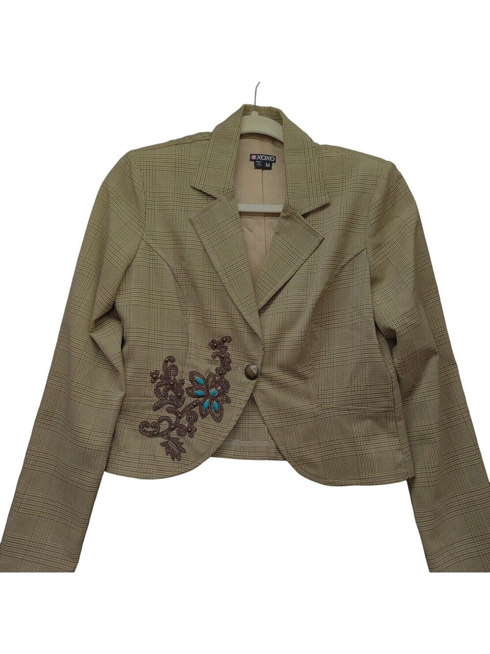 XOXO Womens Blazer Multi-Color Size Medium Polyester Blend Long Sleeve Stretch